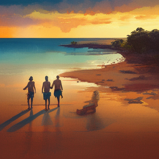 Illustration of an a coastal sunset in Darwin, Northern Territory, Australia, Landscape, by Greg Rutkowski