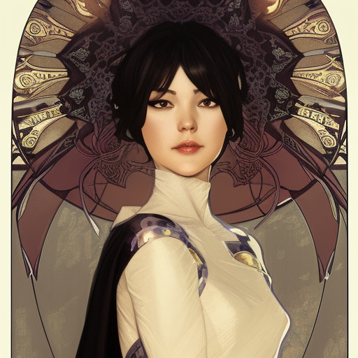 Cassandra cain in a wedding dress, riot entertainment, Realistic,Artgerm,Concept Art,Portrait, by Alphonse Mucha,by Greg Rutkowski